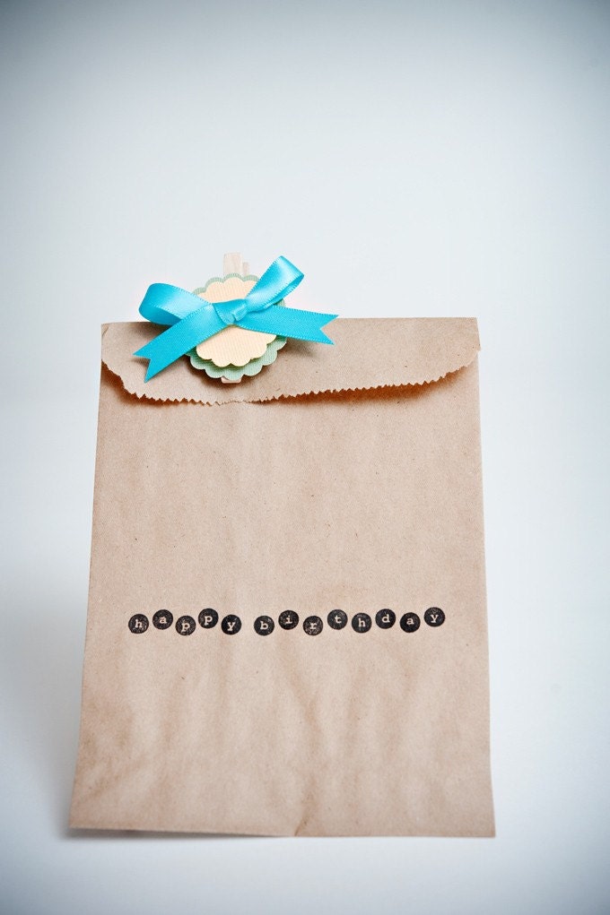 Hand Stamped Favor Bags - Set of 10