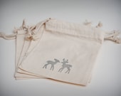 Hand Stamped Muslin Favor Bags - Set of 10