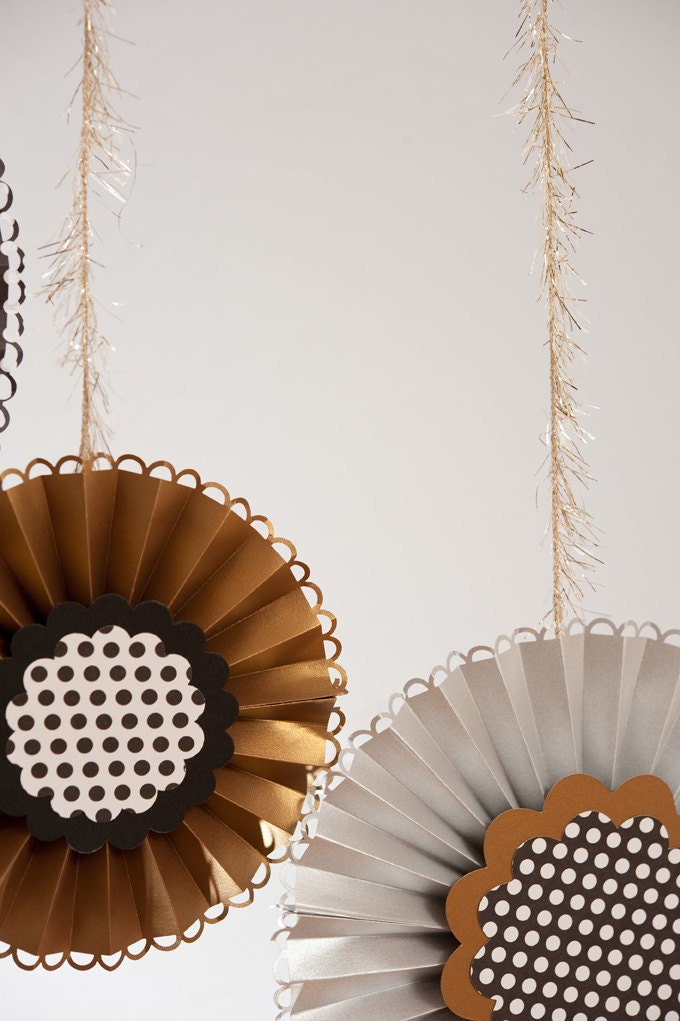 Hanging Paper Rosette Decorations -Set of 5