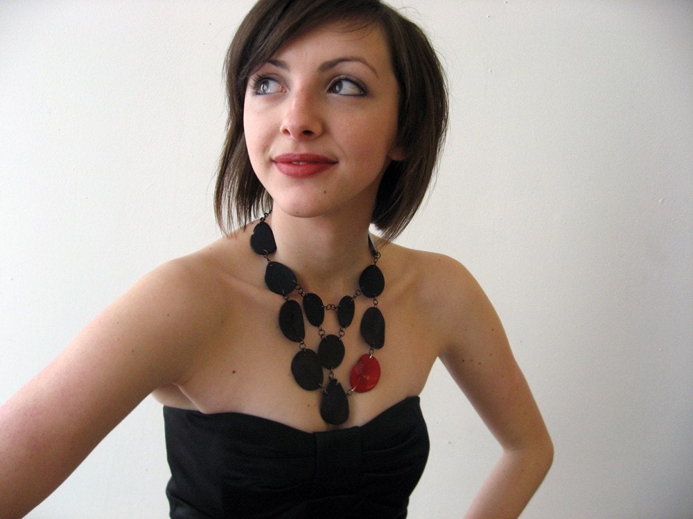 Black and Red Tagua Nut Necklace
