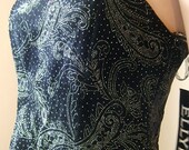 1980s 90s NOS Positively Ellyn for Macy's Sheath Dress.  Sweetheart Black Velvet,Polka Dot Glitter Scalloped.   Size 5 6. Bust 34