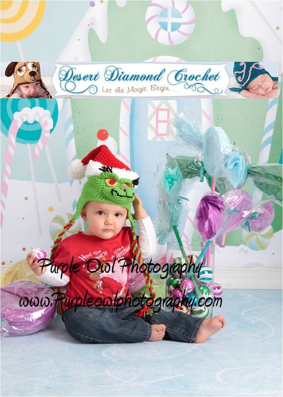 Crochet Pattern 034 - Christmas Santa Holiday Grinch Beanie Hat - All Sizes