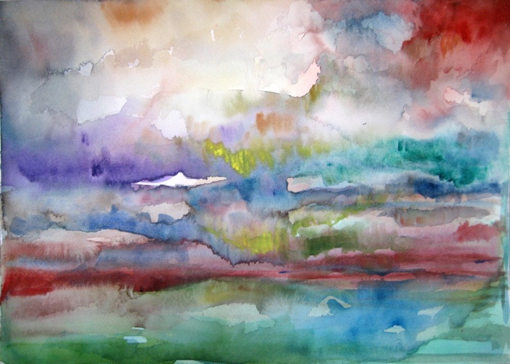Original Watercolor Painting - Abstract 11x14 - Day's End