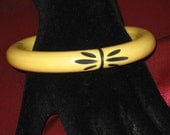 Bakelite Bangle Bracelet Carved Dragonfly