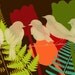 Five Birds with Ferns Art Print, 8x10