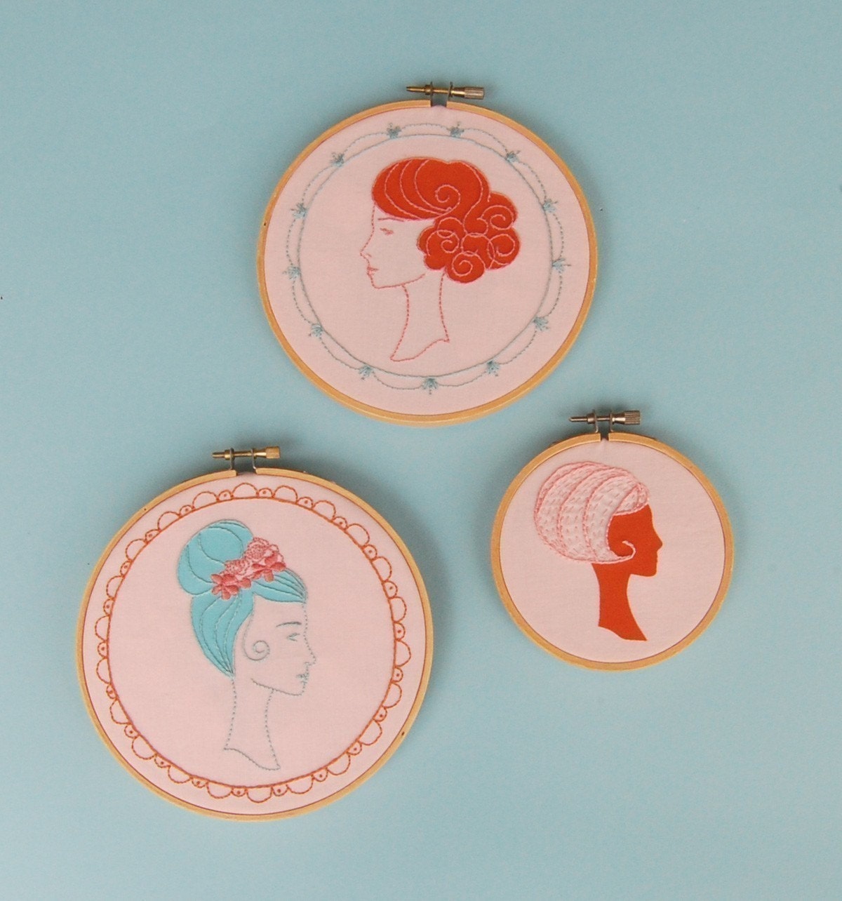 Embroidery Patterns, WIG WONDERFUL Hand Embroidery Patterns, Instant Download, DIY Embroidery tutorial and pattern set