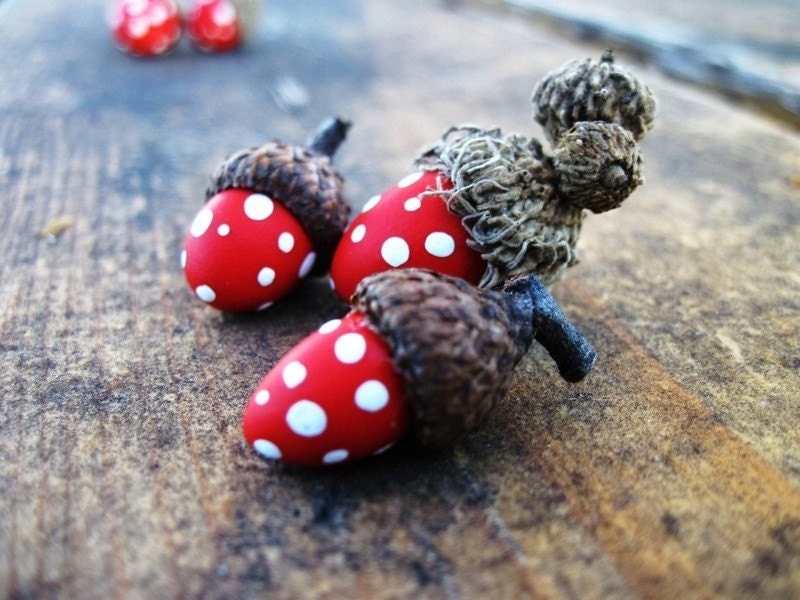 Vase Filler Toadstool Mushroom Acorn Decorations - Set of 3