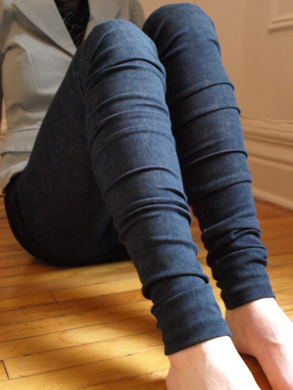 Faux jeans extra long pull-on legging Large