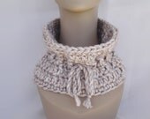 Hand Crochet Cowl Scarf in Oatmeal