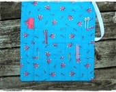 Knitting Needle Organizer Storage Case Roll Up 27 Pockets: 3 Rows of 9, Art brush roll. Washable cotton