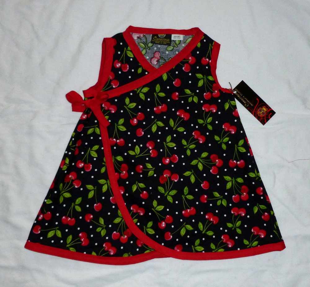 New Cherry Toddler  Kimono Dress size 2t, 3t White or Red you choose