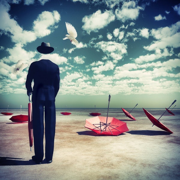 Surrealism Art modern artwork poster canvas art movement steampunk Fallen Sunshades giclee large print