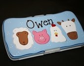 Hand painted Personalized Farm Animals Diaper Wipe Case