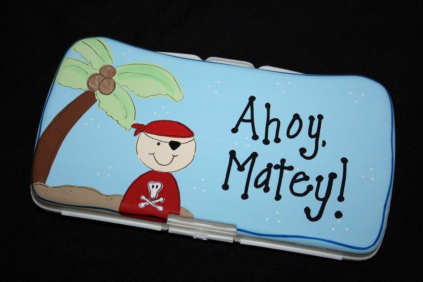 Handpainted Personalized Pirate Diaper Wipe Case