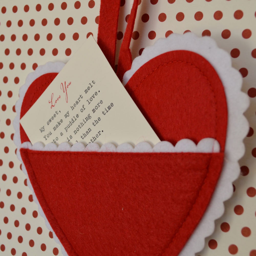 Custom Typed Love Note in Felt Heart Hanger