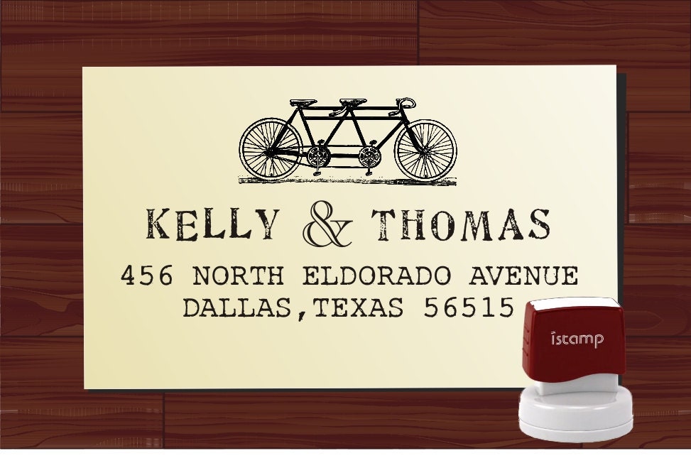 Bike  Vintage design typewriter font  Return Address Stamp - Personalized SELF INKING Wedding Stationery Stamper - Style 6028ADDRESS