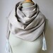 TRODDLA linen shawl in creme with faux suede tassels