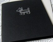 Letterpress Dog Folded Blank Note Card Black Silver