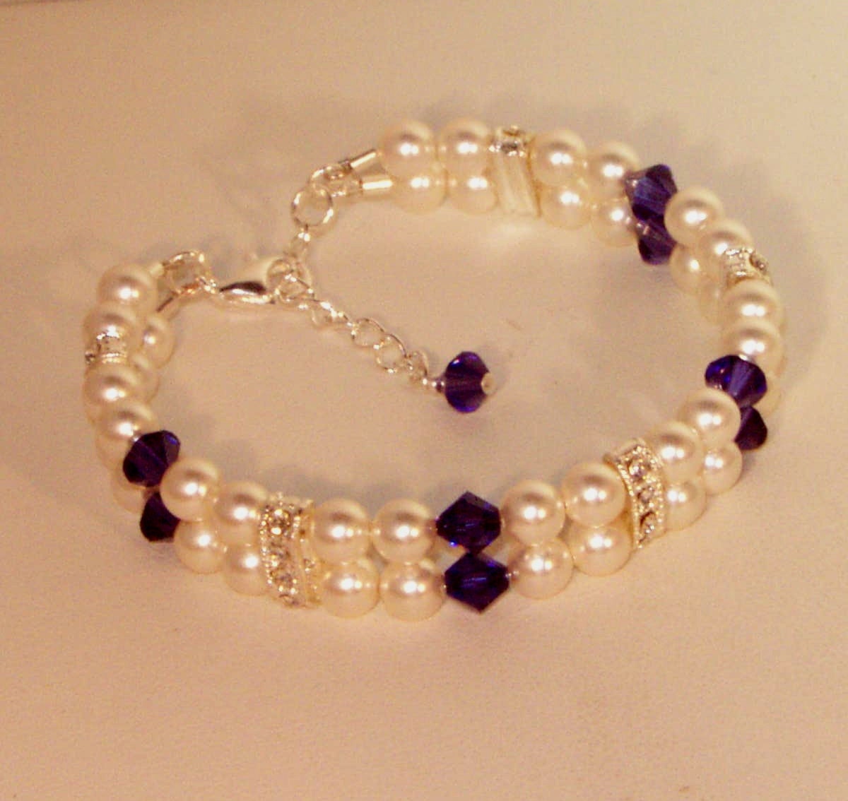 Swarovski Pearl & Crystal Jewelry - Shown with White Pearls and Purple Velvet Crystals - Any Color - SHIPS WITHIN 24 Hrs