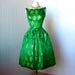 vintage 1950's dress ...gorgeous KELLY GREEN DAMASK with metallic gold floral sculptural tulip skirt pin-up dress with tulle crinoline
