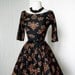 vintage 1950's dress ...fabulous JONATHAN LOGAN black and copper polished cotton mayan print full skirt pin-up cocktail party dress