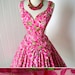 vintage 1950's dress ...gorgeous SUZY PERETTE new look french indigo print abstract rose cotton full skirt pin-up party dress