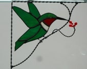 Hummingbird / stained glass window corner / bird /  top left