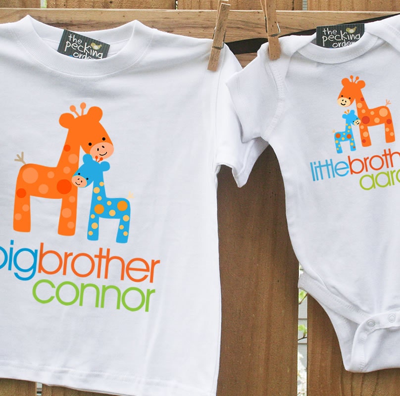 Big brother shirt, little brother shirt - matching big brother / little brother set - FUNKY GIRAFFE