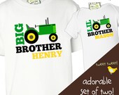 big brother, little brother matching tractor sibling shirts  - adorable combination can be made for any sibling set