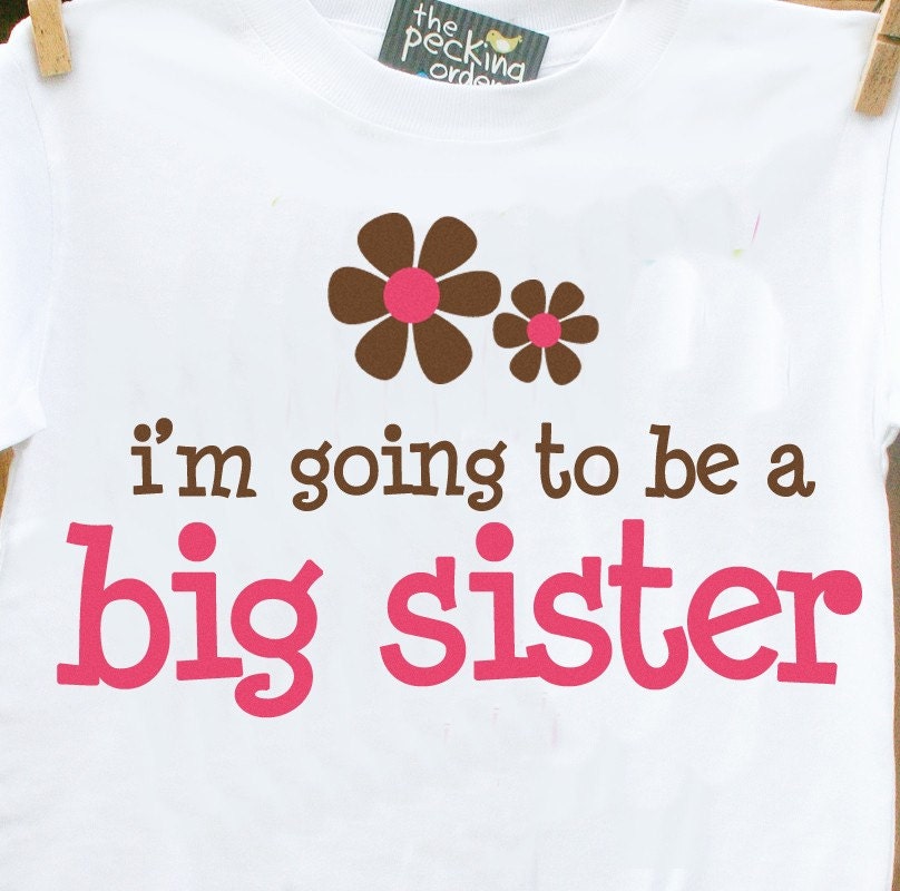 Big sister shirt- pink/brown flower big sister announcement t-shirt