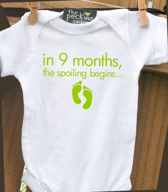 personalized onesie-Spoiling Begins Feet-pregnancy announcement onesie - perfect for first time pregnancy announcements