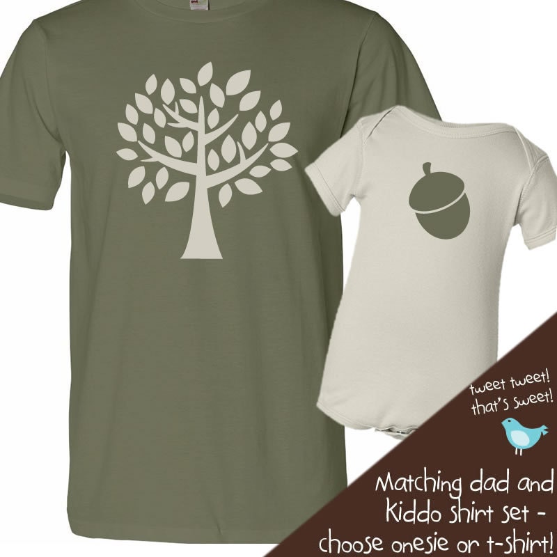 matching daddy and baby tshirt gift set ORGANIC the acorn doesn't fall far from the tree