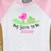 Big Sister To Be shirt- Birdie FRONT only raglan big sister t-shirt