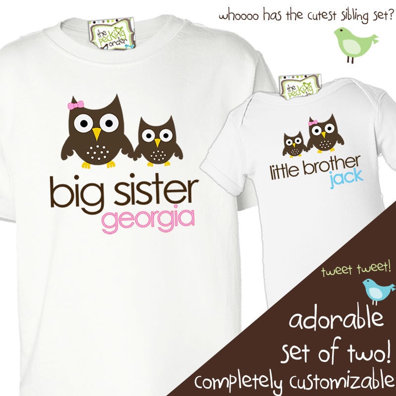 big sister little brother shirts owls or any matching sibling shirt set