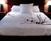 Customizeable Handpainted Winter Tree with Birds Duvet Cover w/ pillow cases by ShaNickers-- Queen Size