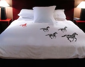CUSTOMIZABLE ShaNickers "Running" Handpainted Duvet with 2 shams- Queen Size