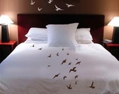 ShaNickers Handpainted Birds in Flight King size DUVET COVER with shams PLUS decals