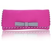Fuchsia pink and stripe Darcy clucth bag