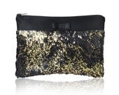 Gold and black Angelique sequin clutch