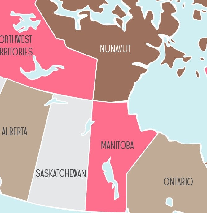 Map of Canada (pInks and browns)