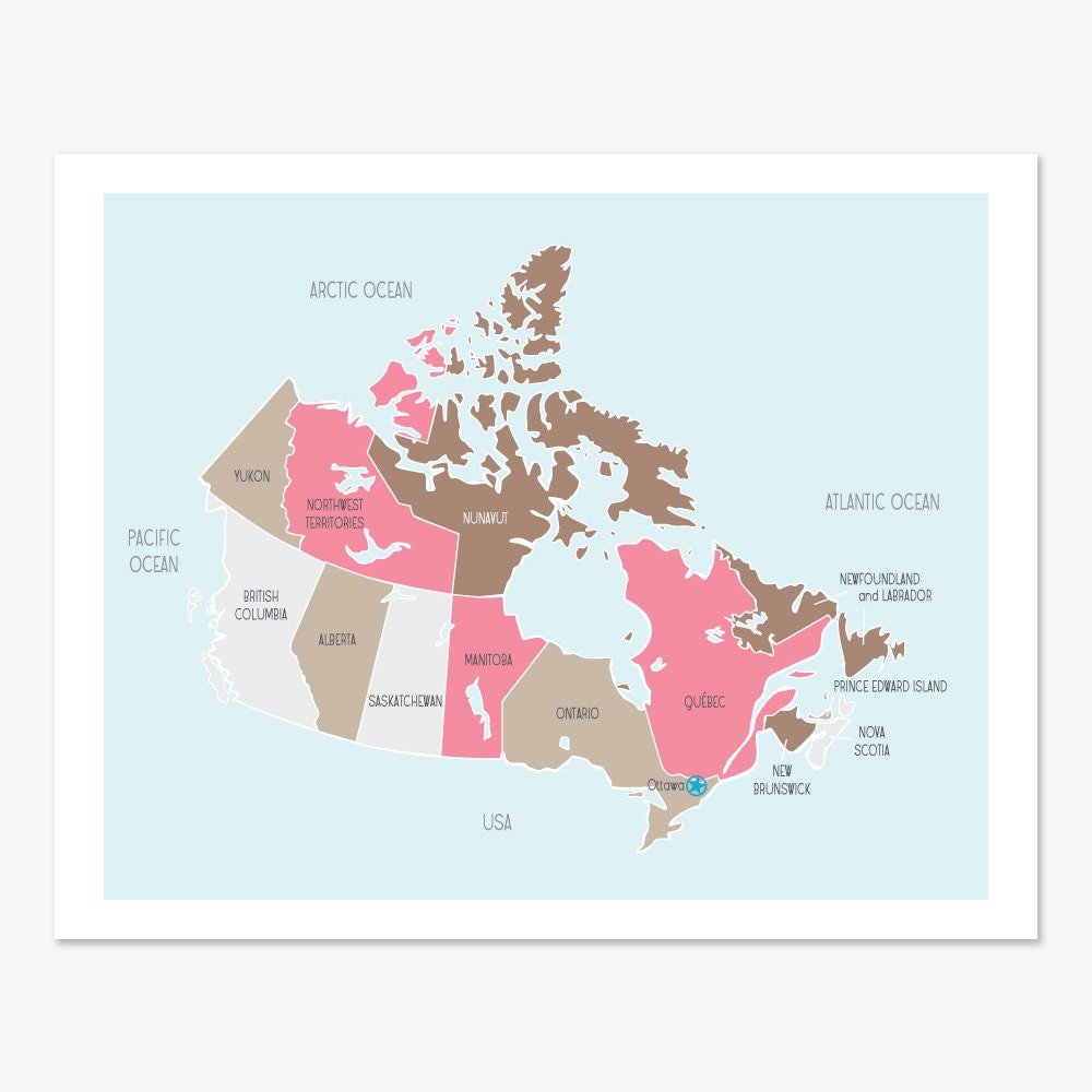 Map of Canada (pInks and browns)