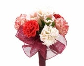 Mixed color of Carnation and pink Poppy Bouquet, miniature handcrafted flowers