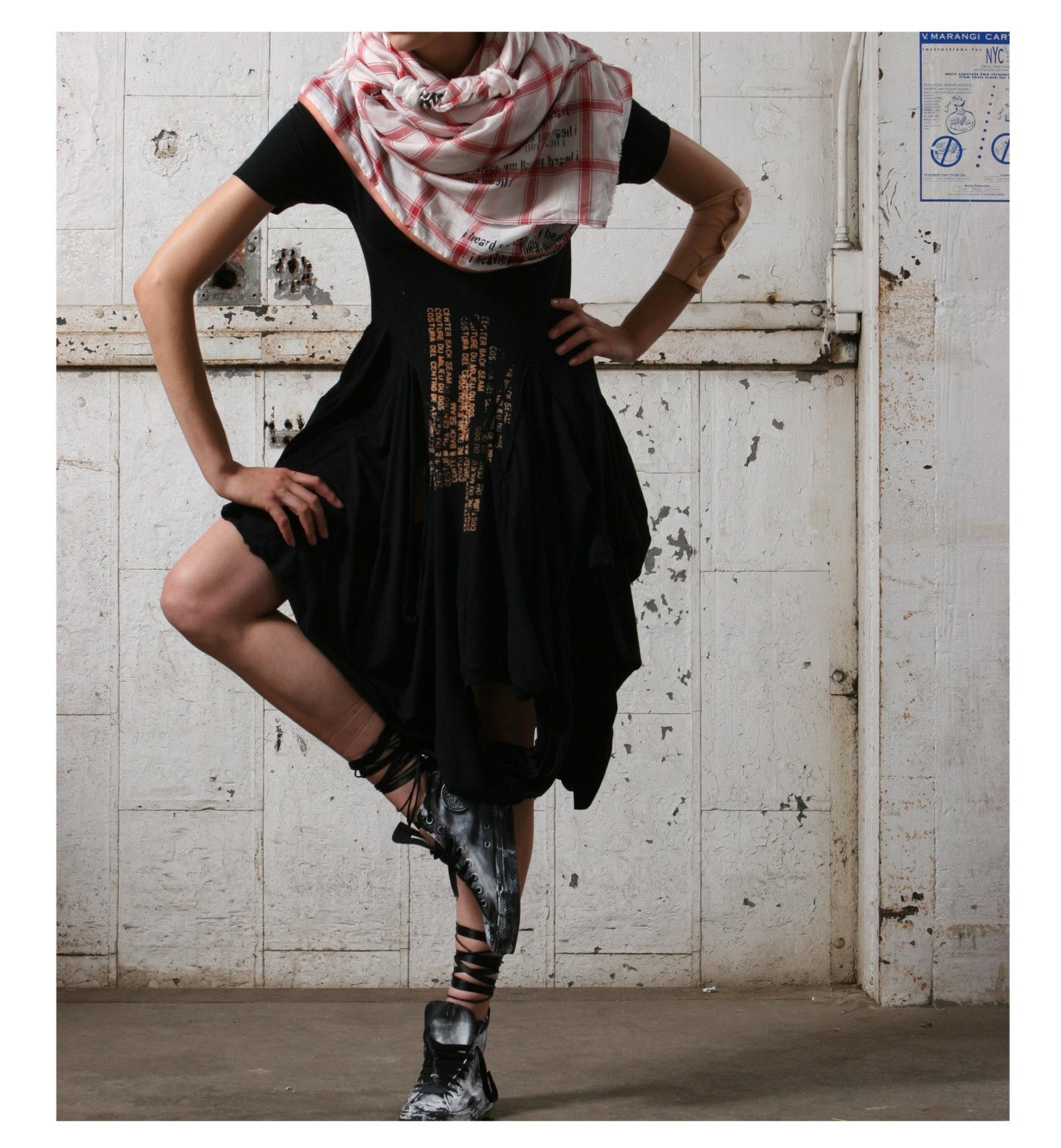 Black deconstruction t-shirt/ Women's Fashion/ Women's T-Shirts/ Edgy T-Shirts/ Women's Dresses