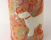 Honeysuckle Paisley Cue Pup Cup with Yellow Lab