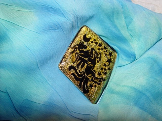 UNICORN, OOAK Pendant, Pin, Fused Dichroic Glass