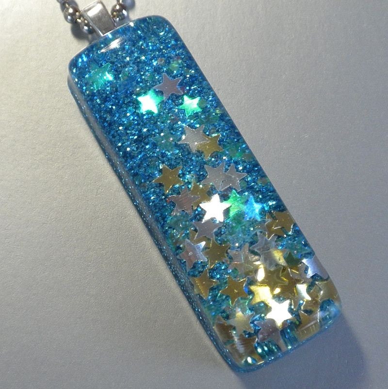 Resin Glitter Necklace - Raining Stars Necklace