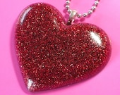 Valentines Day  Heart Pendant  - Ruby RED Valentines Day Heart