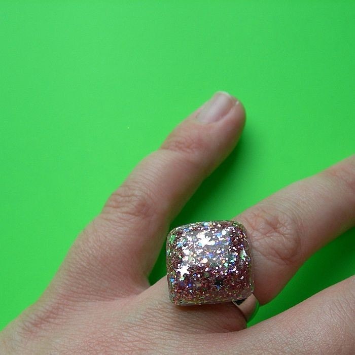 Pink Starlight Resin Glitter Ring