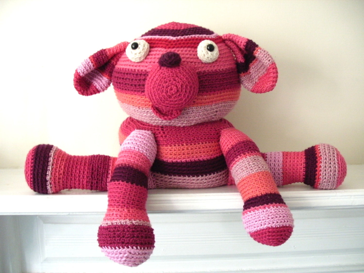 Crochet PATTERN: Striped Dog -pdf-