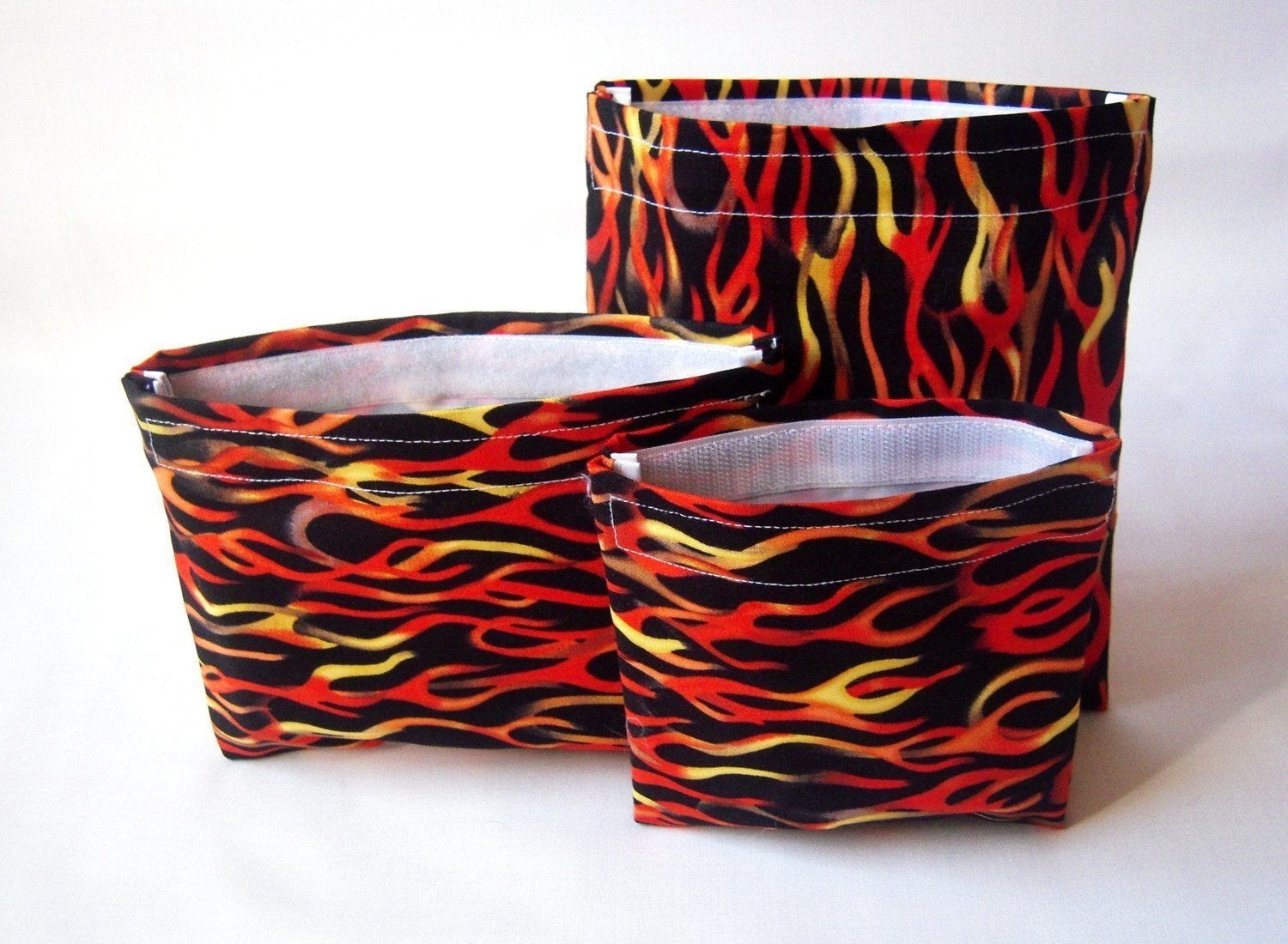 Reusable Sandwich Bag- Reusable Snack Bag- Set of 3 Reusable Lunch Bags - I'm on Fire